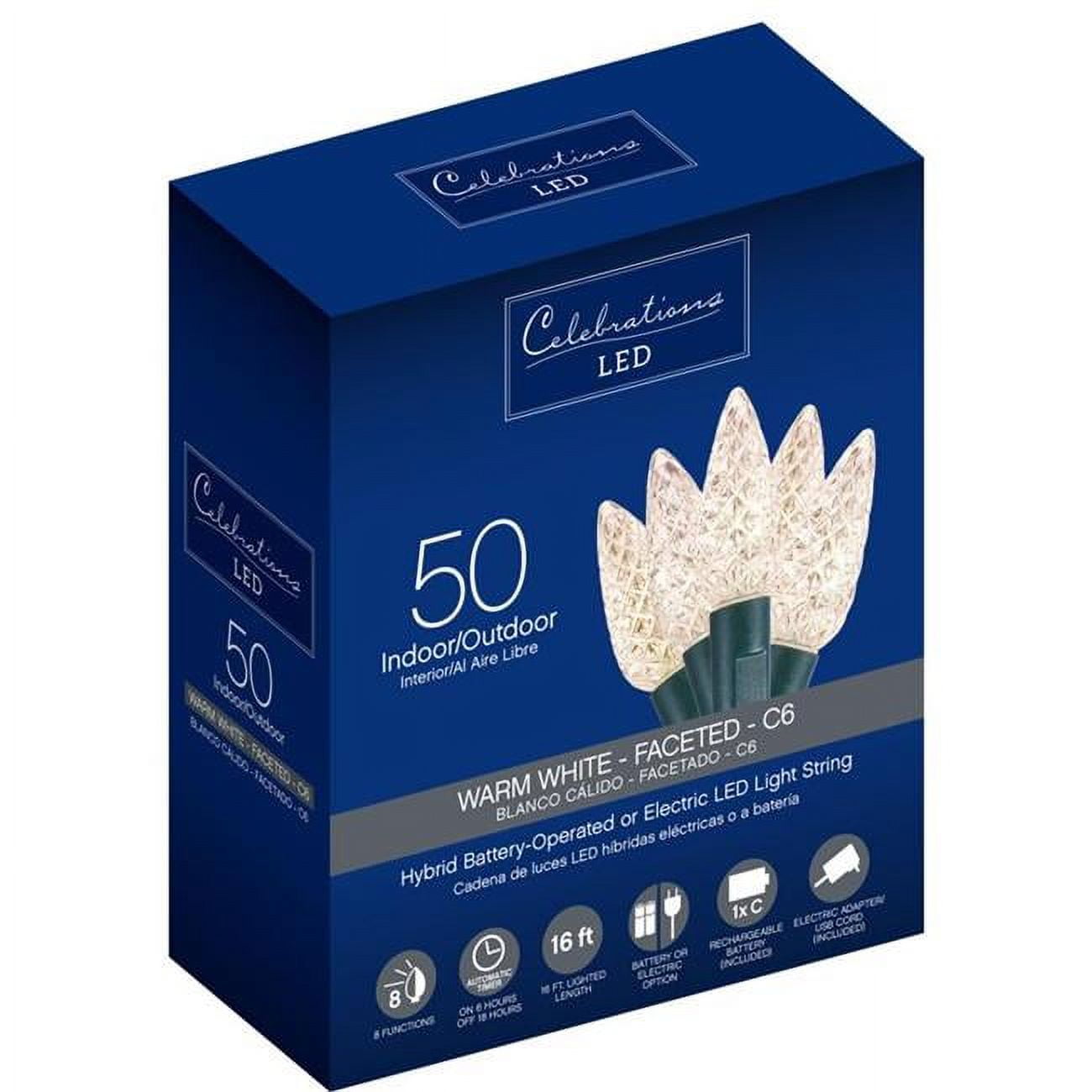 16 ft. LED C6 String Christmas Lights, Warm White 50 Count