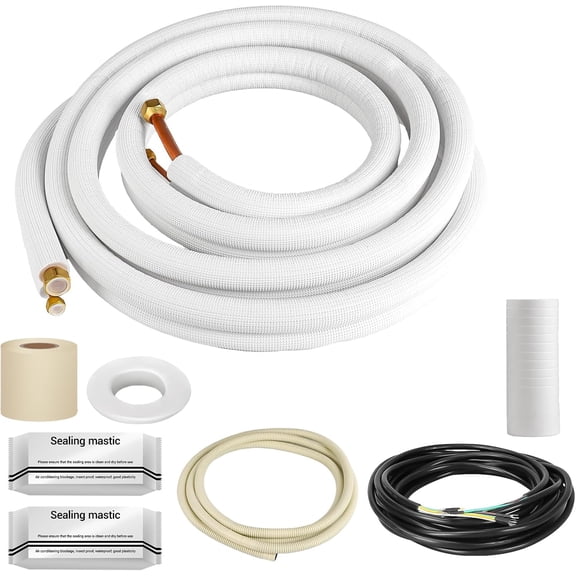 16 ft Mini Split Line Set 3/8? + 1/4? Triple-Layer Insulated, Pre-Flared, Leak-Proof Tubing Kit for , Office & Workshop Ductless AC & Heat Pump Systems(99.9% Copper)