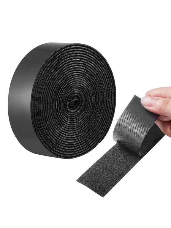 16 ft x 1.5 in Hook and Loop Tape, Hook Loop Heavy Duty Strips Rolls, Strong Nylon Self Adhesive Strips Roll, Sticky Back Fastener Tape Roll Ideal for Home Office School and Crafting, Black