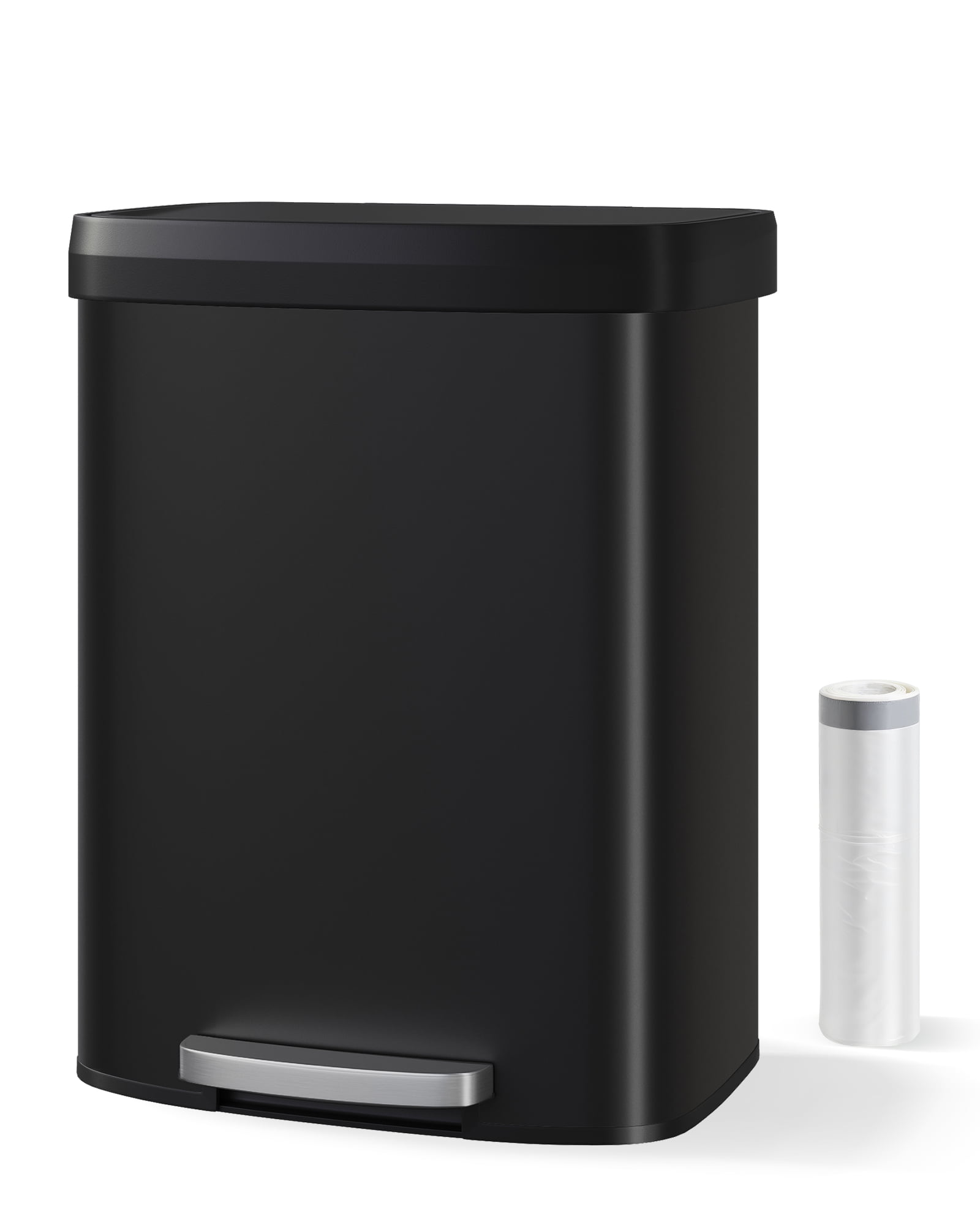 16 gal / 60 L Stainless Steel Trash Can with Soft Close Lid, Large Rustproof Kitchen Garbage Bin with Liner Rim, Durable Metal Construction for Home Kitchen  or Office Use