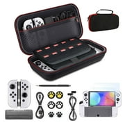 EEEkit 17-in-1 Accessories Bundle Fit for Nintendo Switch OLED, Portable Carrying Case with 20 Game Card Slots, Protective Case Cover, Screen Protector, Stylus Pen, Earphone, Type-C Cable