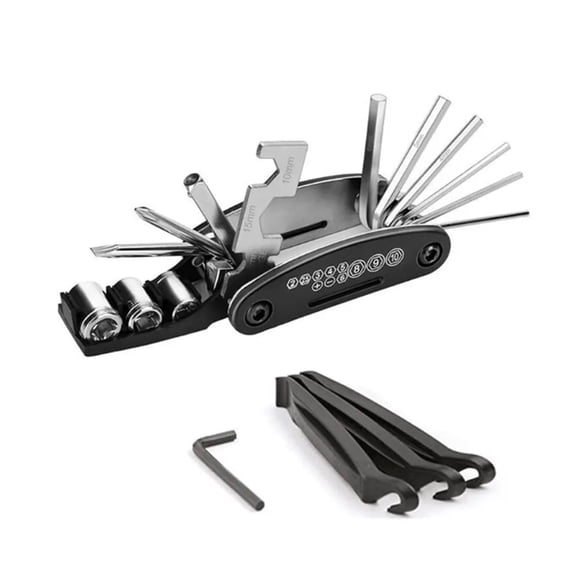 16 in 1 Bike Repair Tool Kit, Bicycle Multitool with Tire Levers, Hex Wrench and Spoke Wrench, TIKA
