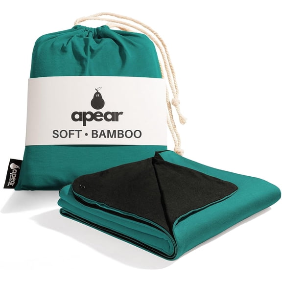 16-in-1 Compact Reversible Travel Blanket with Carry Bag Ultra Soft Bamboo Double Layer Semi-Weighted Hidden Pocket Teal Black