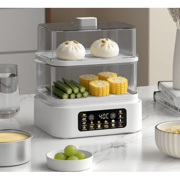 16-in-1 Double Layer Electric Egg Cooker and Multi-Food Steamer with Digital Timer and Auto Shut Off