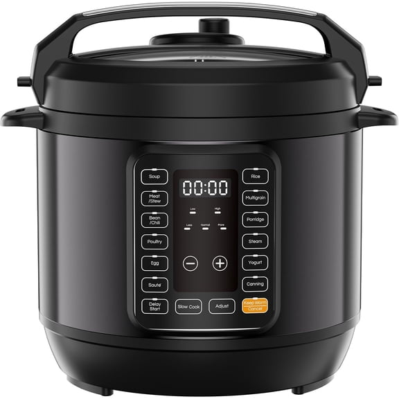16-in-1 Electric Pressure Cooker 6 Quart with 12 Presets Slow Cook Rice Steamer Saut Soup Stew Canning Yogurt Maker Ceramic Inner Pot Pure Black Bestseling