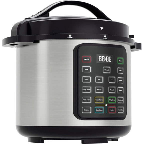 16-in-1 Electric Pressure Cooker 8 QT Stainless Steel Multi Cooker Electric for Pressure, Rice, Steamer, Yogurt Maker, Slow Cook, Black