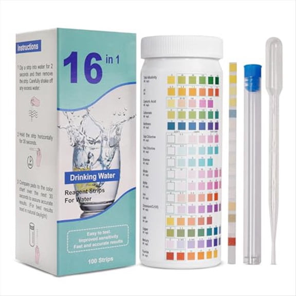 16-in-1 Home Drinking Water Test Strips Kit, 100 Pieces Water Quality Testing Strip Set