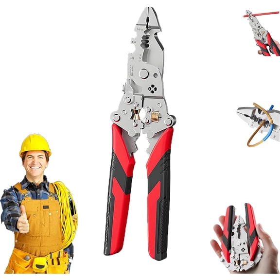 16-in-1 Multifunctional Foldable Stainless Steel Wire Stripper & Twister Tool | Professional Electrician Pliers for Cutting, Pulling, Clamping, Side Shearing & Cable Winding