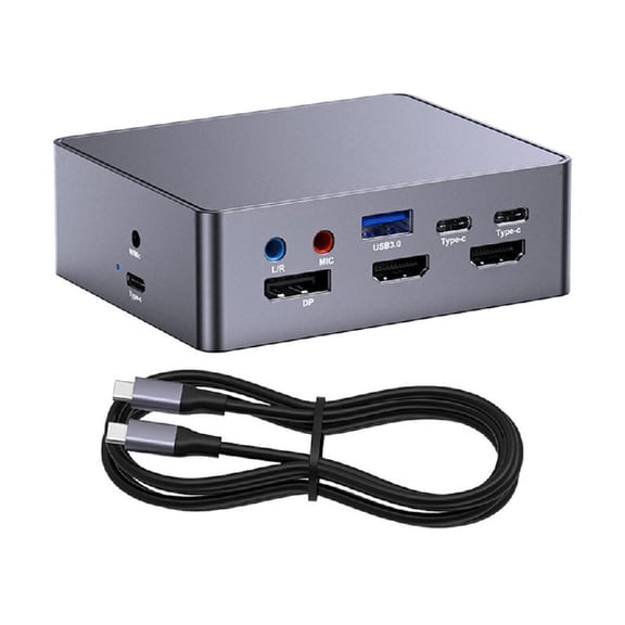 16 in 1 Multiple Port Docking Station with 4K HDTV DisplayPort Double Monitors Metal Design for Laptop PC