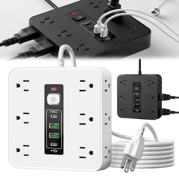 16-in-1 Power Strip with Switch & Surge Protection, Travel Extension Cord with USB Ports, Outlet Electrical Extender, 6.5FT Extension Cord On/Off Switch, 16 Outlet USB-C Power Strip