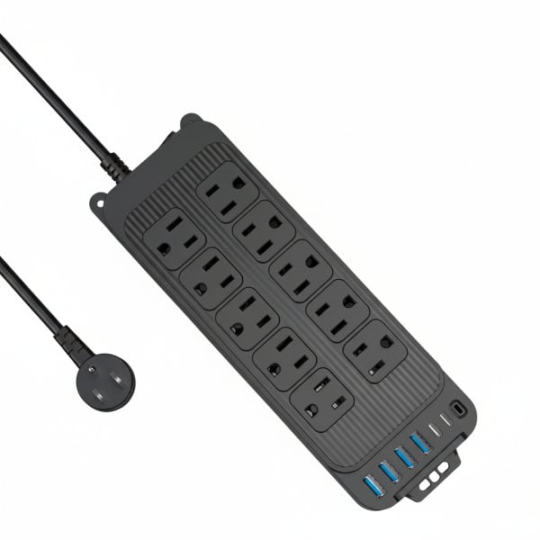 16-in-1 Surge Protector Power Strip with 10 Outlets & 6 USB Ports (2 USB-C), 4ft Thin Flat Extension Cord for Home, Office, TravelHome, Office, Travel