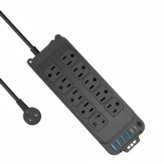 16-in-1 Surge Protector Power Strip with 10 Outlets & 6 USB Ports (2 USB-C), 4ft Thin Flat Extension Cord for Home, Office, TravelHome, Office, Travel