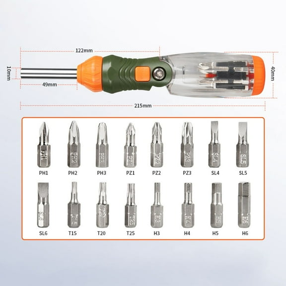 16-in-1 Telescopic Ratchet Screwdriver Set Effortless Angle Adjustment
