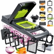 16-in-1 Vegetable Chopper Vegetable Cutter Vegetable Slicer, Veggie Onion Potato Salad Food Chopper Manual-Veg Chopper and Dicer, Interchangeable 8 Blades Grater Kitchen Tools & GadgetsGreen