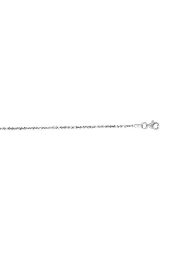 16 in. 10K White Gold Diamond Cut Textured Royal Rope Chain with Pear Shaped Lobster Clasp