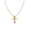 thumbnail image 1 of 16 in. 14K Two Tone Gold Diamond-Cut Initial Letter T Pendant with 1.2 mm Rolo Chain, 1 of 1