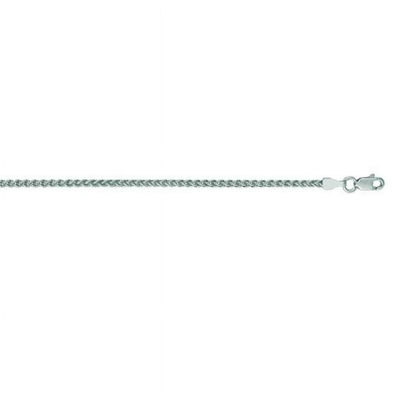 16 in. 14K White Gold Round Wheat Chain with Lobster Clasp