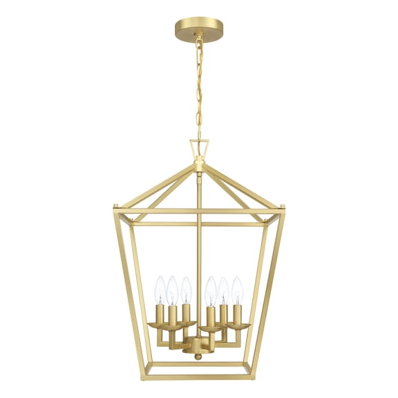 16 in. 6-Light Wide Vintage Gold Lantern Chandelier