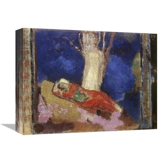16 in. A Woman Lying Under the Tree Art Print - Odilon Redon