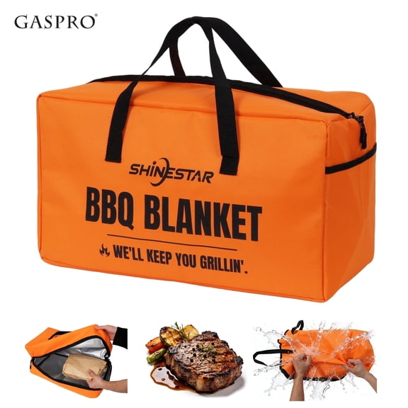 Gaspro 5-Layer Insulated BBQ Meat Resting Blanket, Dual Zipper Brisket Resting Bag with Side Pocket, Leakproof Reusable Smoker Meat Bag for Backyard BBQ, Camping, Tailgating