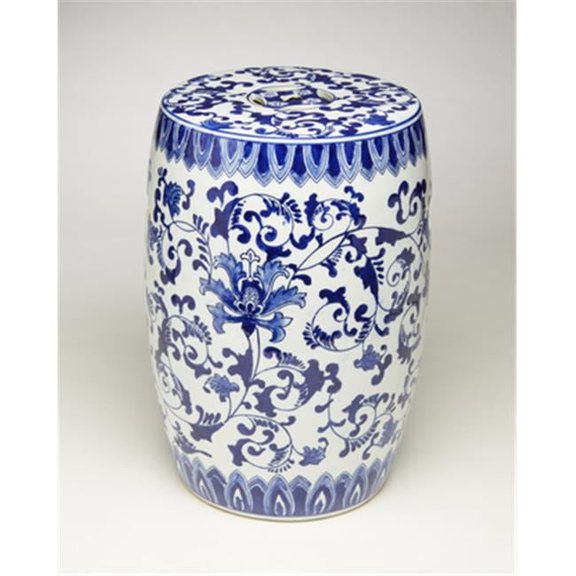 16 in. Blue & White Drum Garden Stool