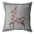 thumbnail image 1 of 16 in. Boho Deer Suede Throw Pillow, Purple & Cream, 1 of 1