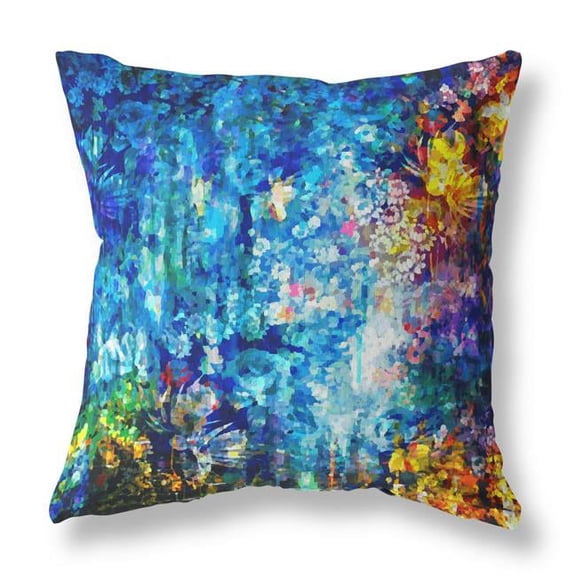 16 in. Bright Springtime Indoor & Outdoor Throw Pillow, Bright Blue & Yellow