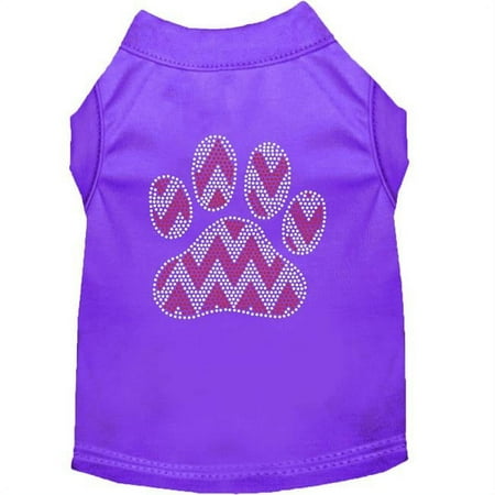 16 in. Candy Cane Chevron Paw Rhinestone Dog Shirt, Purple - Extra Large