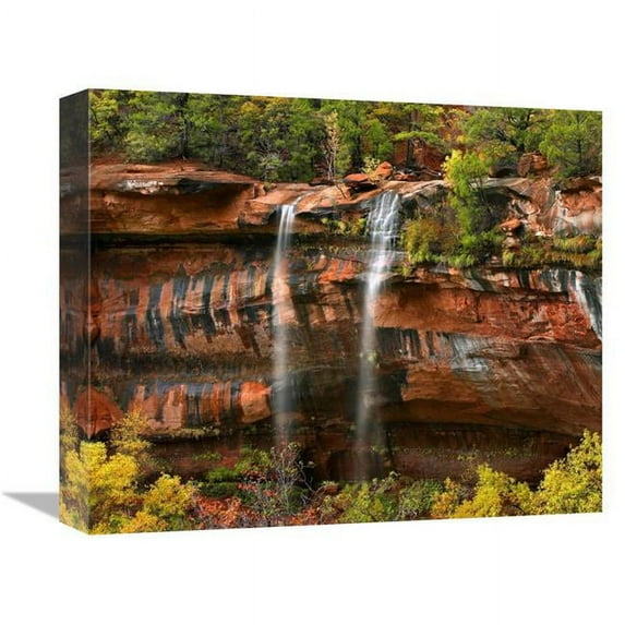 16 in. Cascades Tumbling 110 Feet At Emerald Pools, Zion National Park, Utah Art Print - Tim Fitzharris