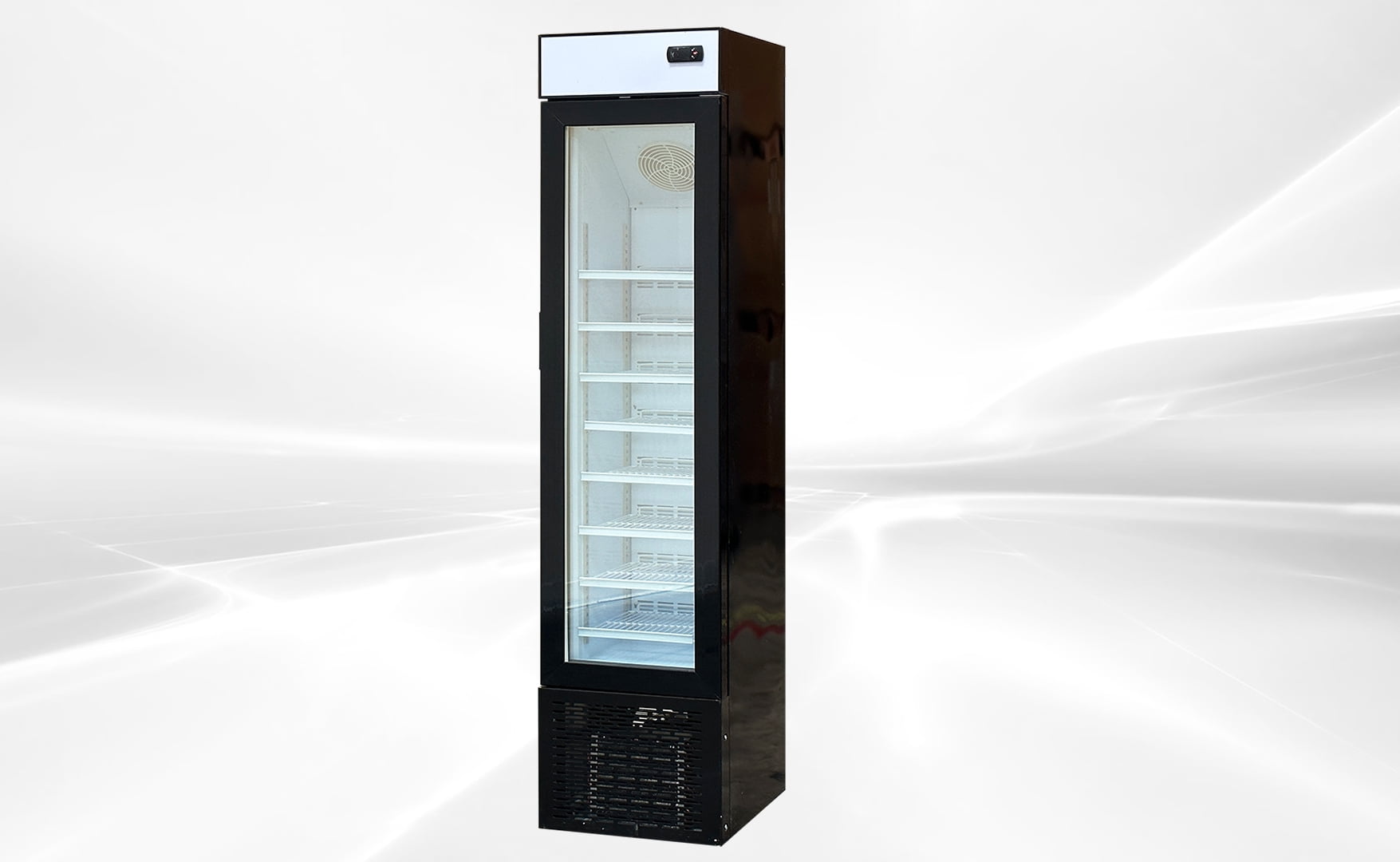 16 in. Commercial Narrow Single Glass Door Upright ReachIn Freezer 3.7 Cu. ft.