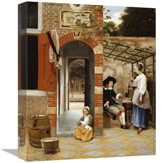 16 in. Courtyard of a House in Delft Art Print - Pieter De Hooch