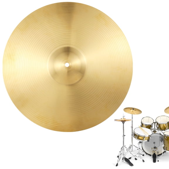 16 in Crash Cymbal for Drum, Brass Crash Cymbal, Concentric Texture, Golden Finish, Easy Installation with Central Hole