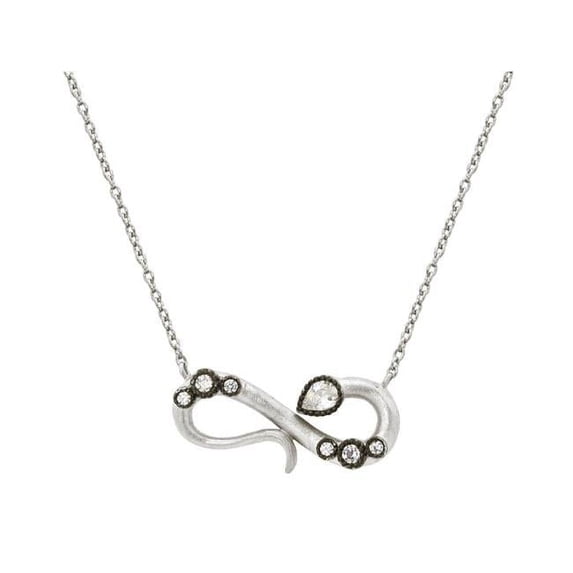 16 in. Cubic Zirconia Snake Infinity Necklace in Matte Sterling Silver