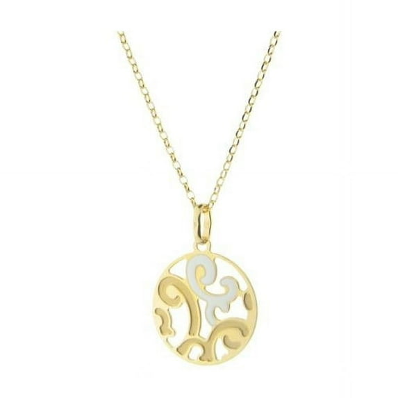 16 in. Estruscan White Swirls Disc Necklace in Sterling Silver