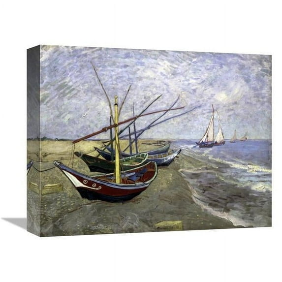 16 in. Fishing Boats on the Beachat Saintes-Maries Art Print - Vincent Van Gogh