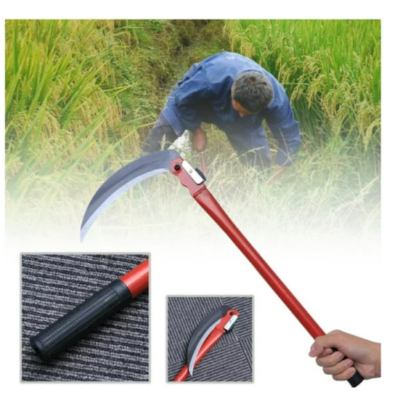 16 in Folding Sickle Stainless Steel Crops Grass Lawn Weed Cutter Yardwork Tool