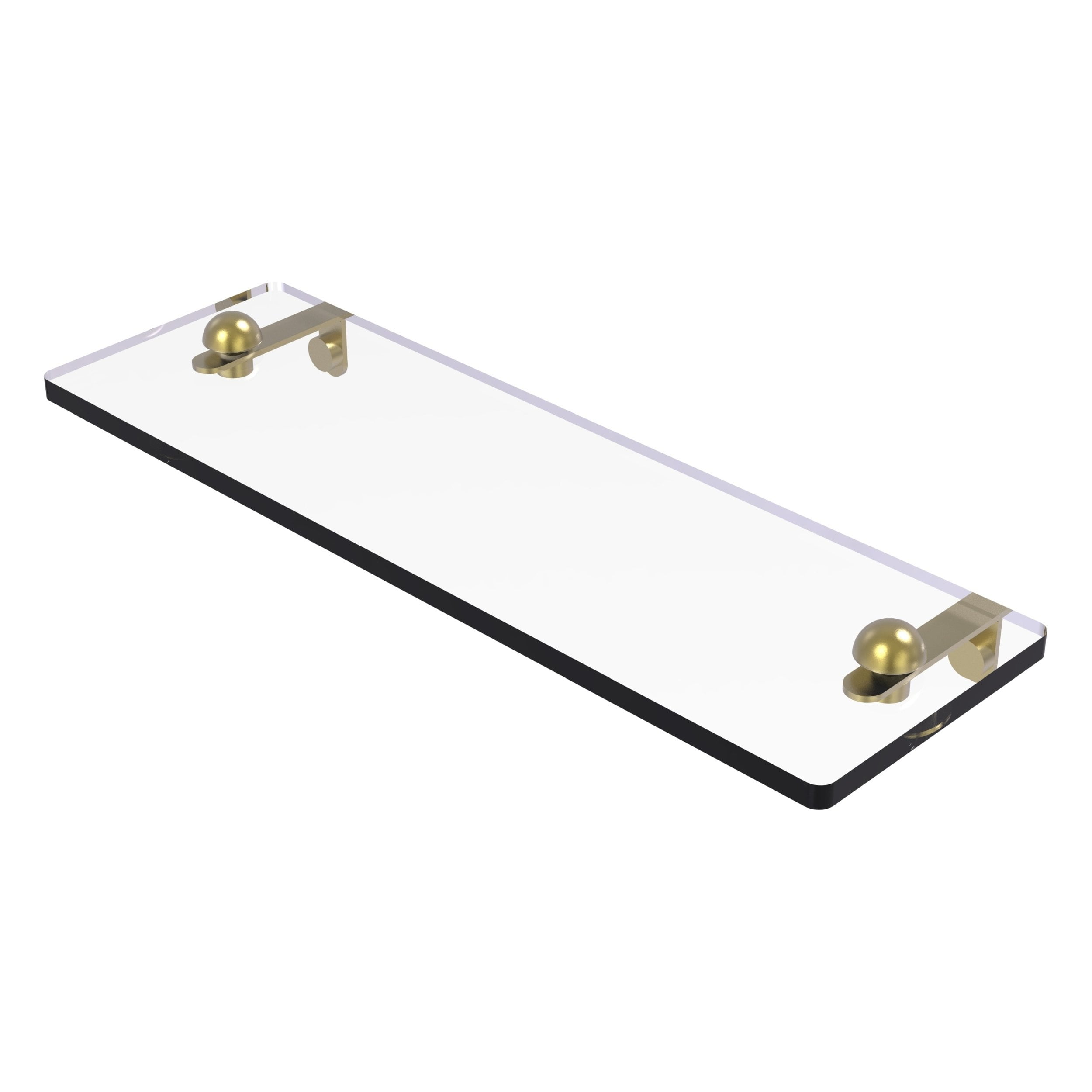 16in Glass Vanity Shelf with Beveled Edges in Satin Brass