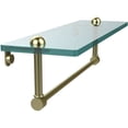 thumbnail image 1 of 16-in Glass Vanity Shelf with Integrated Towel Bar in Satin Brass, 1 of 3