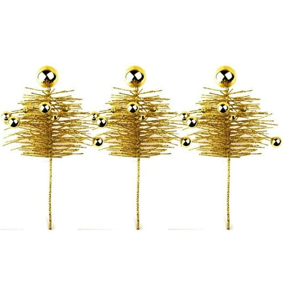 16 in. Glittered Pine Spray with Ball Ornaments, Gold - Pack of 3