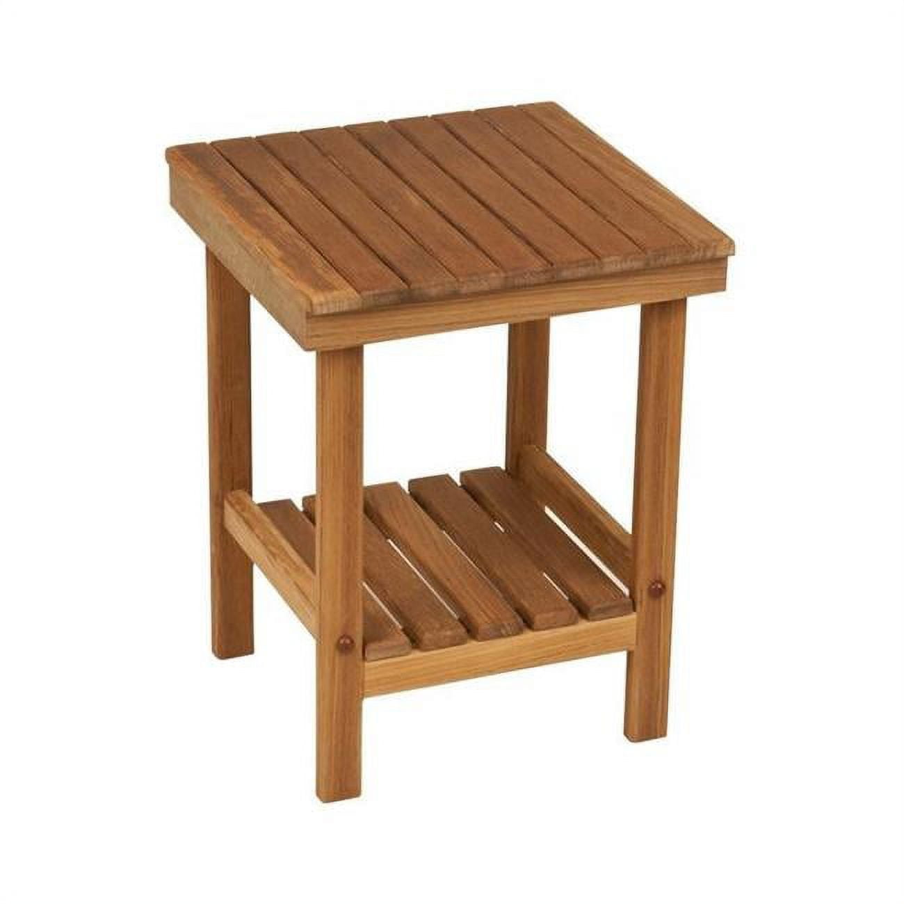 16 in. Grand Resort Teak Brown Compact Shower Stool