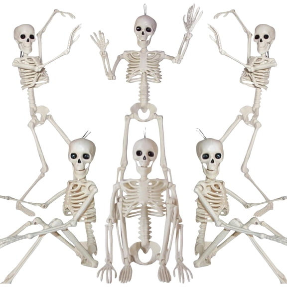 16 in. Halloween Creepy Skeletons 6 Pcs — Bold Bone Shape with Haunted Shadows, Halloween Decorations for Porch Ceilings, Tree Branches & Entryway Displays — perfect for Trick or Treat Nights