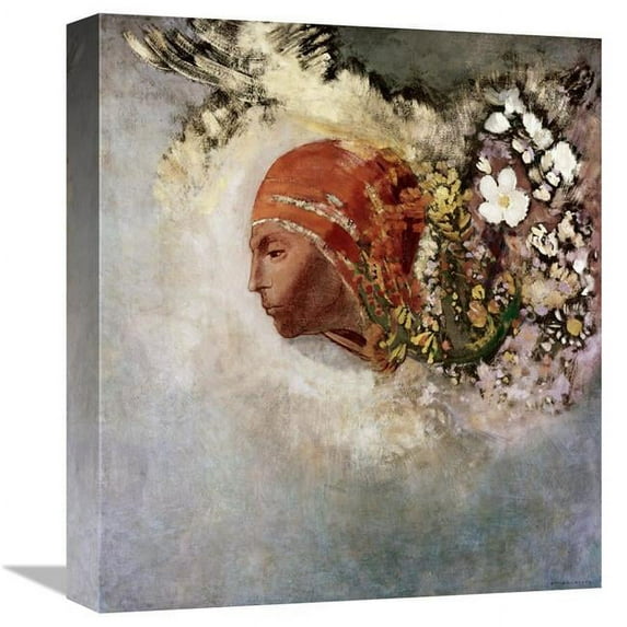16 in. Head with Flowers Art Print - Odilon Redon