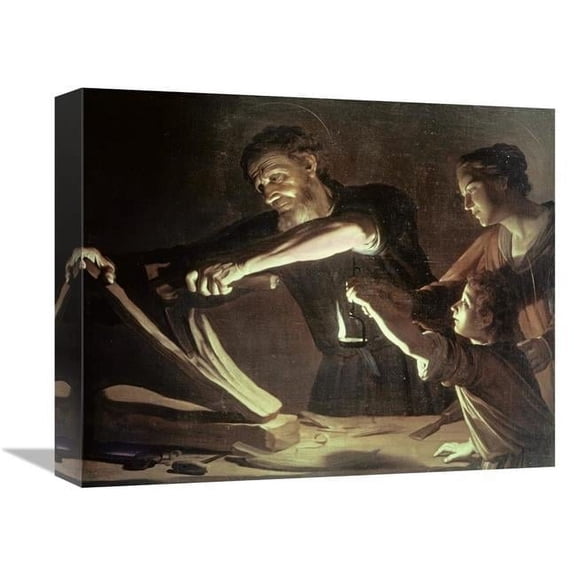 16 in. Holy Family in the Carpentry Shop Art Print - Gerrit Van Honthorst