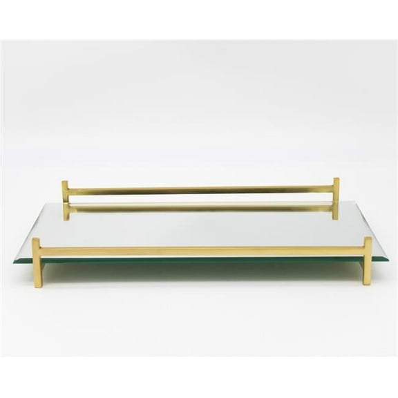 16 in. Mirror & Gold Rectangular Glass Vanity Tray