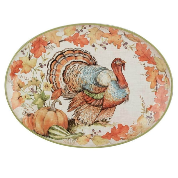 Mixed Grill Turkey Dinnerware 16 Multi-Colored Earthenware Autumn