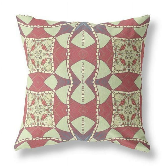 16 in. Muted Magenta & Yellow Cosmic Circle Boho Suede Throw Pillow