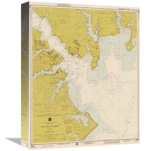 16 in. Nautical Chart - Annapolis Harbor CA. 1975 - Sepia Tinted Art Print - NOAA Historical Map & Chart Collection