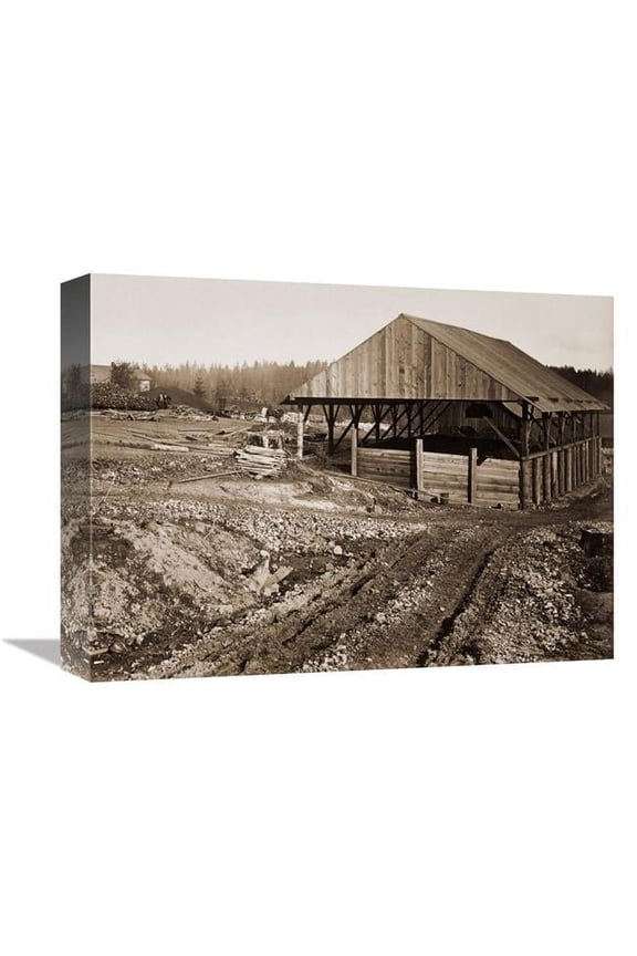 16 in. Oswego Iron Works, Willamette River, Oregon, 1867 Art Print - Carleton Watkins