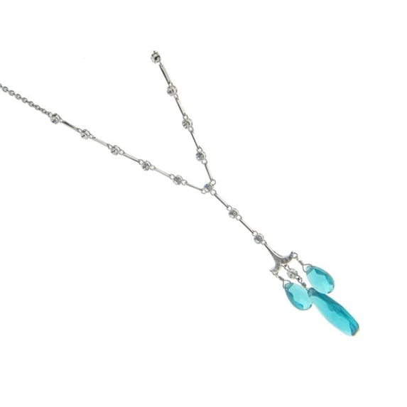 16 in. Paraiba Briolette & CZ High Fashion Necklace in Sterling SIlver