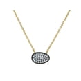 thumbnail image 1 of 16 in. Plus 2 in. Extension Silver Black Rhodium & Gold Plated Chain, Cubic Zirconia Irregular Oval Shape Pendant Necklace, 1 of 1